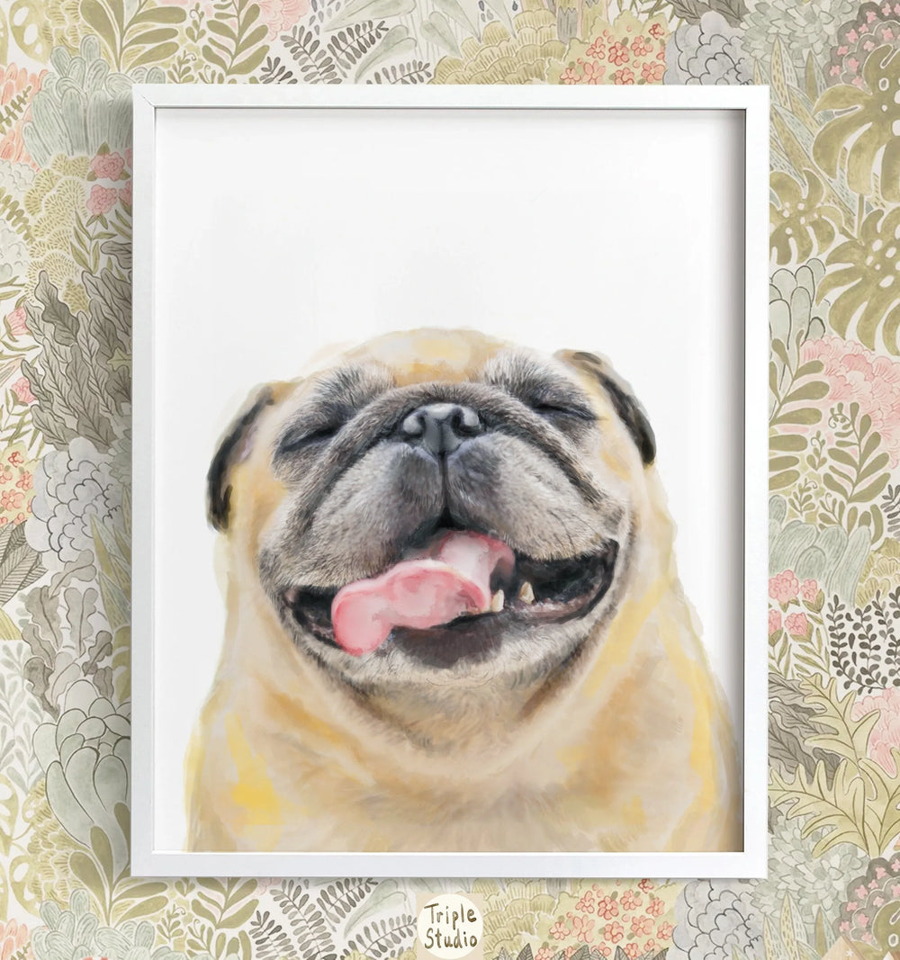 Impression d'art "Happy Pug"