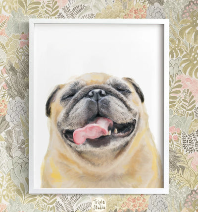 Happy Pug Art Print