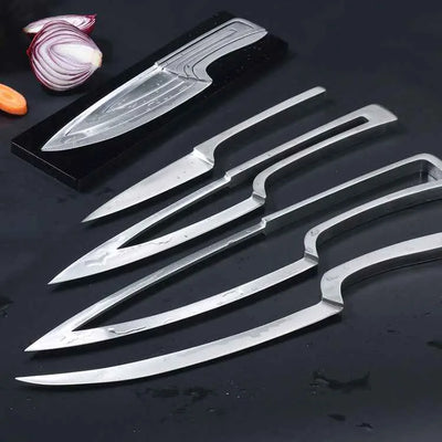 Ensemble de couteaux de cuisine en acier inoxydable 440C – Couteaux de chef, à fruits, d'épluchage et à trancher avec support