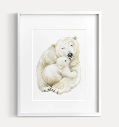 Polar Bear Baby and Mother Art Print