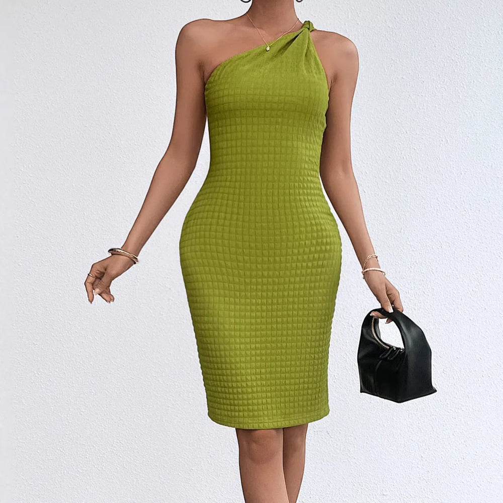 Women’s Off-Shoulder Slant-Neck Slim-Fit Dress – Elegant Bodycon Party & Evening Dress