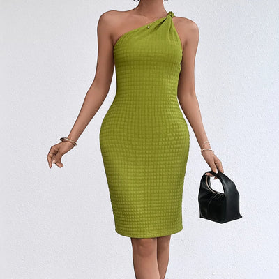 Women’s Off-Shoulder Slant-Neck Slim-Fit Dress – Elegant Bodycon Party & Evening Dress