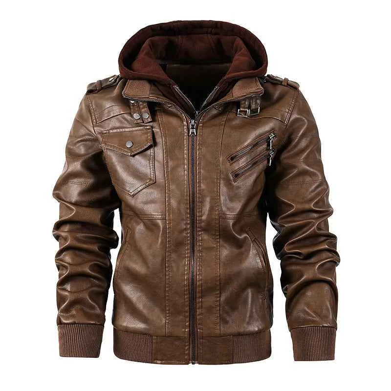 Veste en similicuir style motard pour hommes