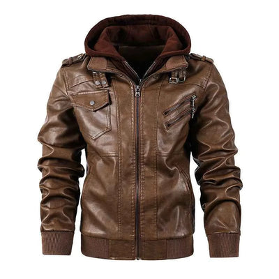 Men's Motorcycle-Style PU Leather Jacket