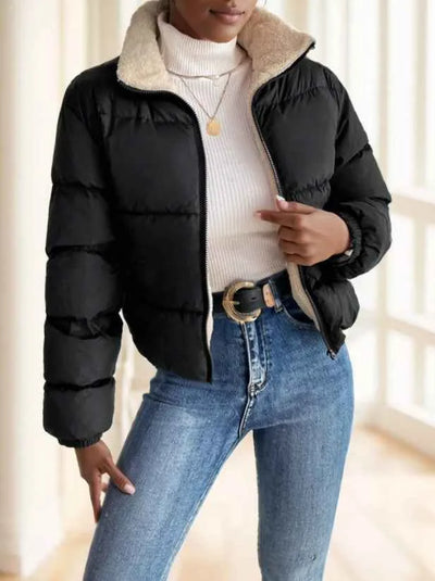 Manteau à capuchon réversible Frenchy pour femmes avec fermeture éclair