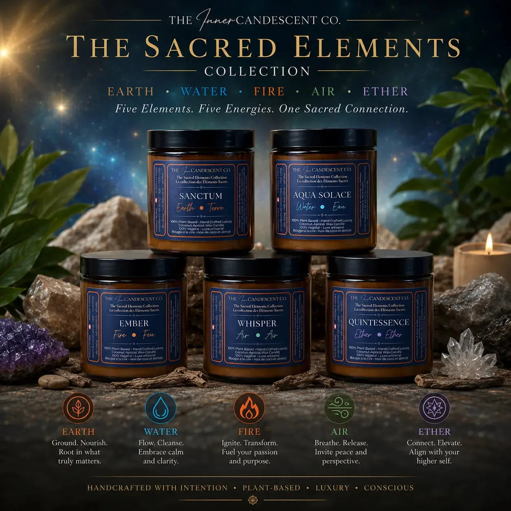 COLLECTION SACRED ELEMENTS | Ensemble-cadeau de 5 bougies de luxe en cire de noix de coco et d'abricot