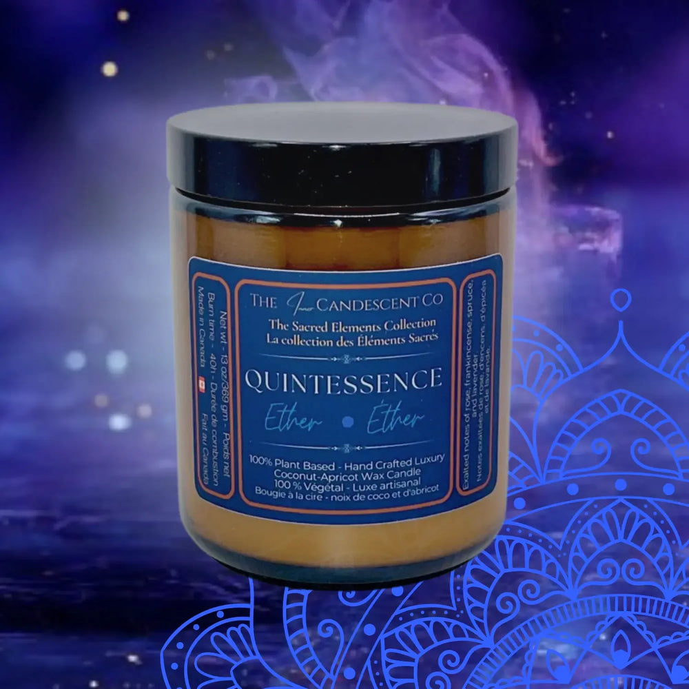 QUINTESSENCE — ÉTHER ÉLÉMENT | Bougie de luxe lumineuse à la cire de noix de coco et d'abricot
