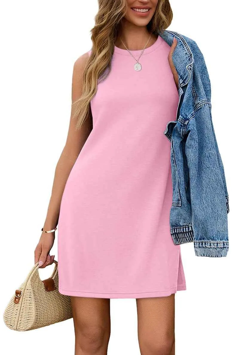 Robe sans manches pour femme – Robe d'été décontractée à fines bretelles pour le quotidien