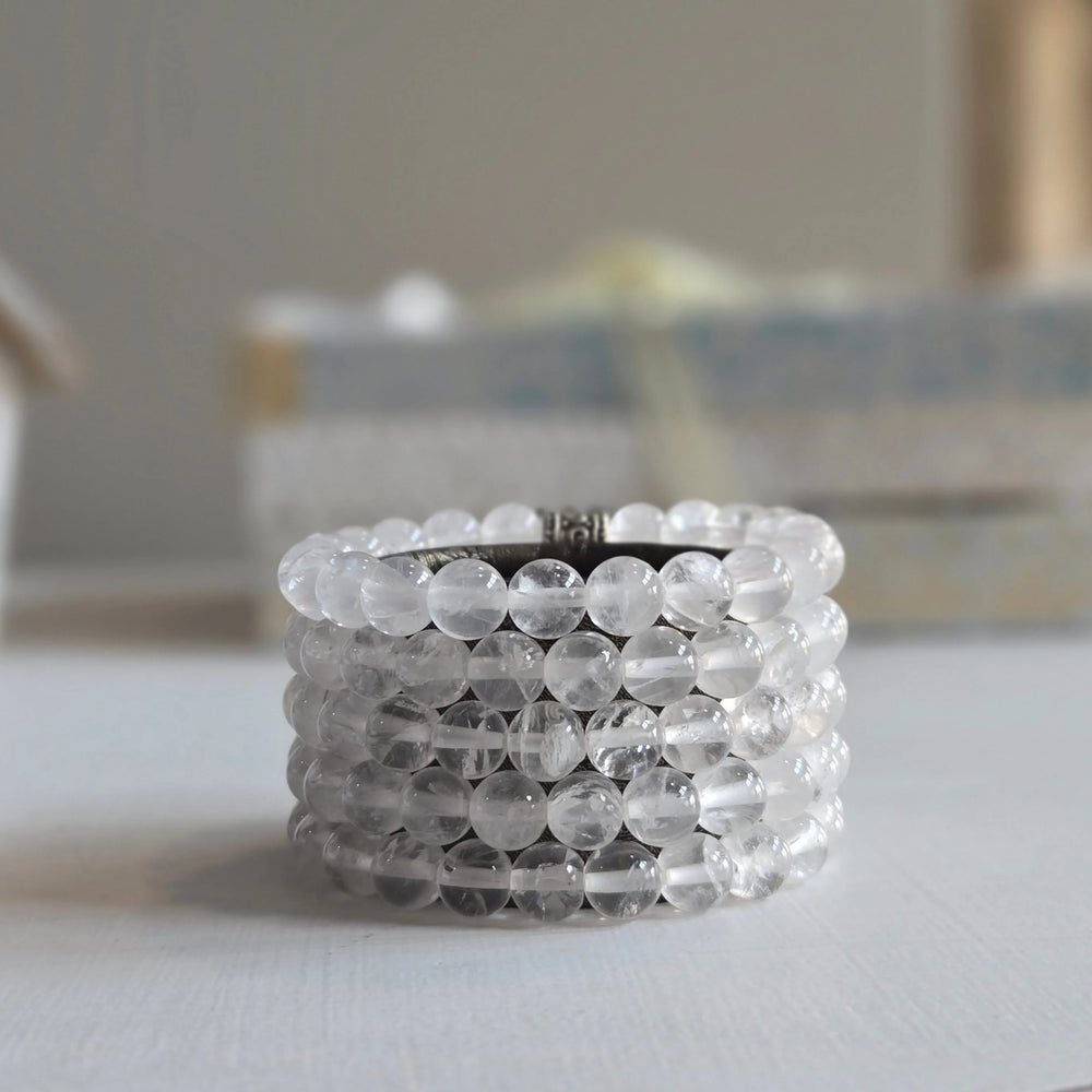 Clear Quartz Gemstone Bead Bracelet