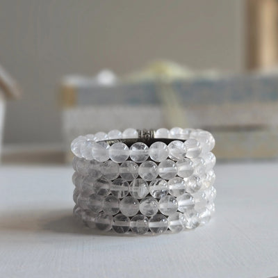 Clear Quartz Gemstone Bead Bracelet