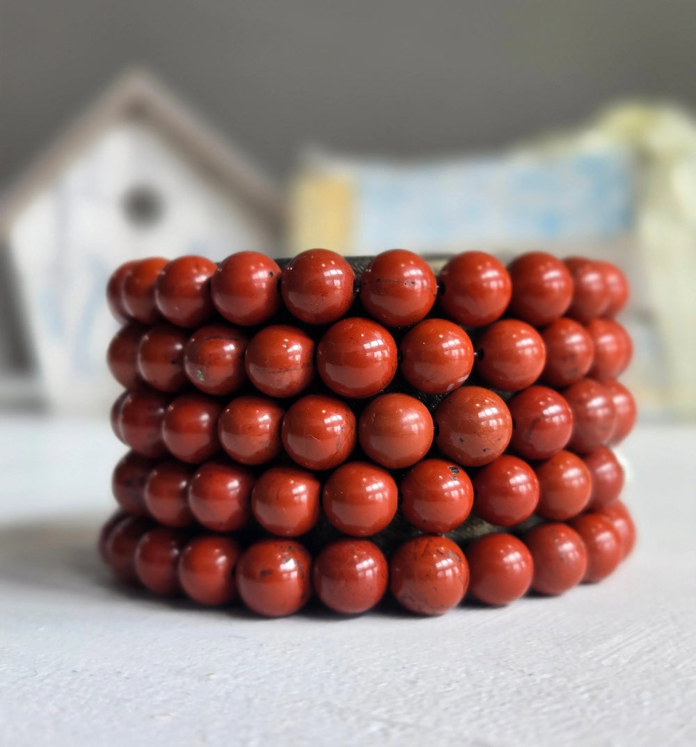 Red Jasper Gemstone Bead Bracelet