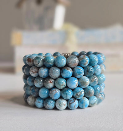Bracelet extensible en apatite naturelle