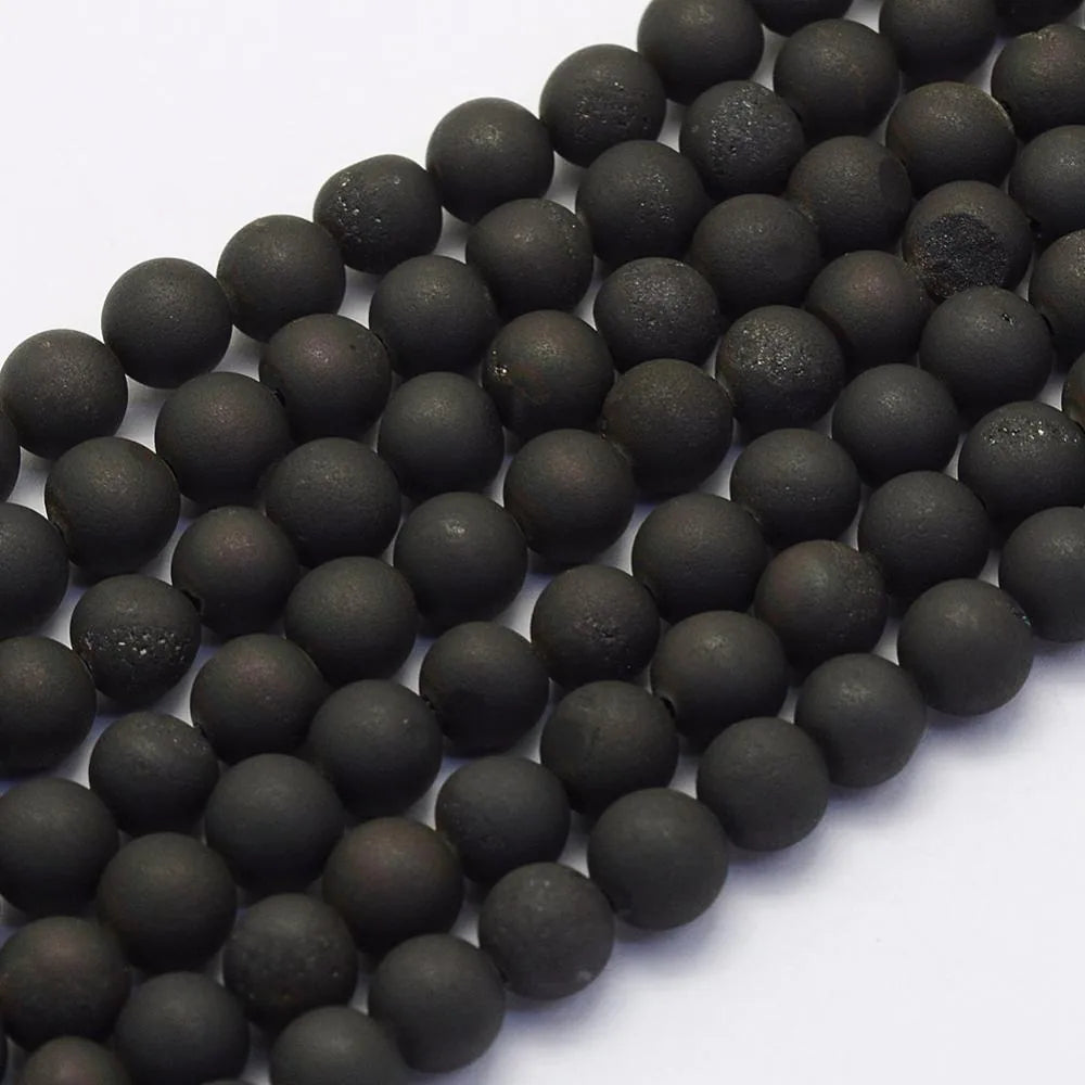 Druzy Agate Frosted Black Gemstone Bead