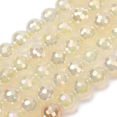 Electroplated Faceted Yellow Agate Gemstone Bead