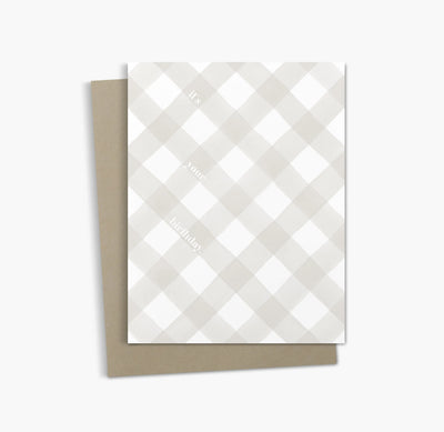 C'est votre carte d'anniversaire | Carte de souhaits d'anniversaire à carreaux gris