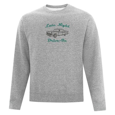Embroidered "Late Night Drive-In" Crewneck