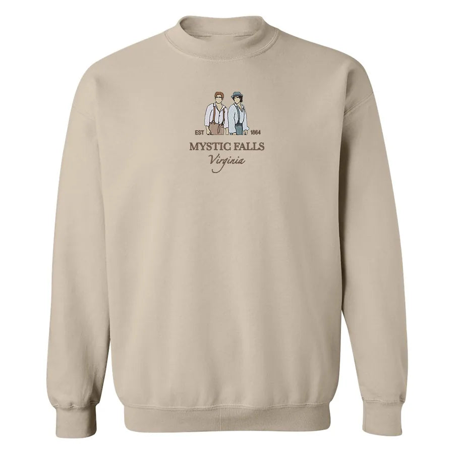 Embroidered "Mystic Falls" Crewneck