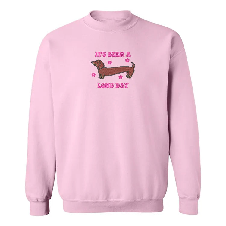 Embroidered Crewneck "It's Been A Long Day"