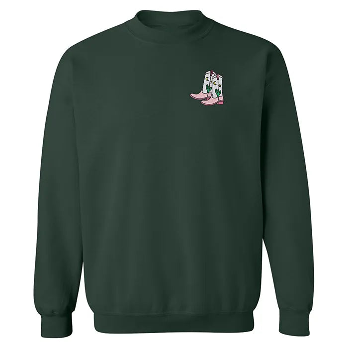 Crewneck Moonlight Embroidered Cowboy Boots