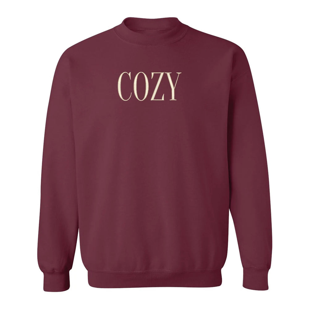 Embroidered "Cozy" Crewneck