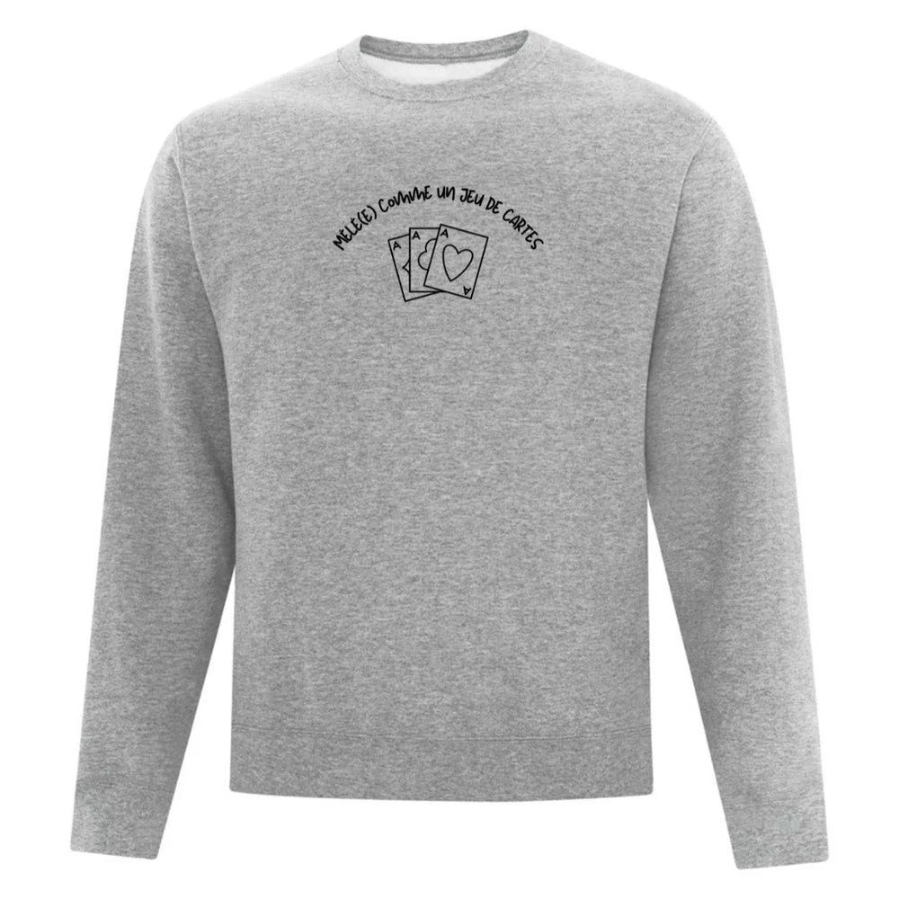 Embroidered "Mixed Up Like A Deck Of Cards" Crewneck