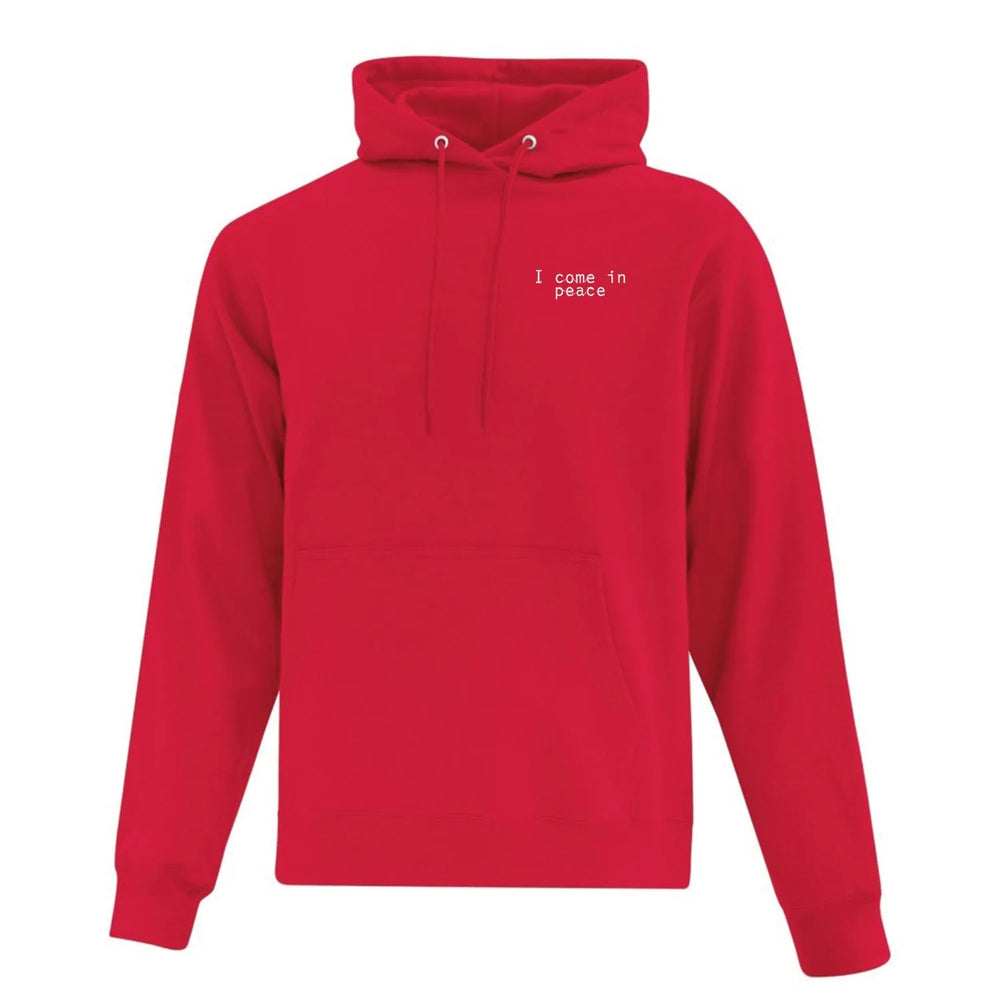 Embroidered "I Come In Peace" Hoodie