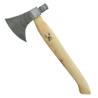 Hache et marteau Viking 18" en acier Damas avec manche en bois
