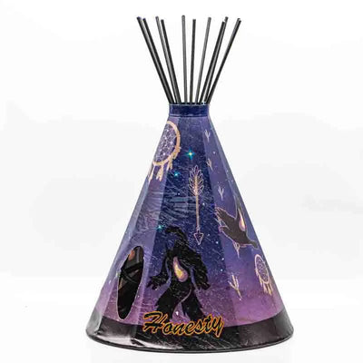 12" Raven & Sasquatch Parchment Desk Teepee Lamp Small