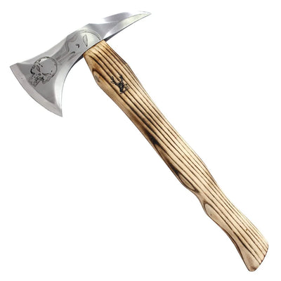 18" Skull Design Throwing Axe Ash Wood Handle