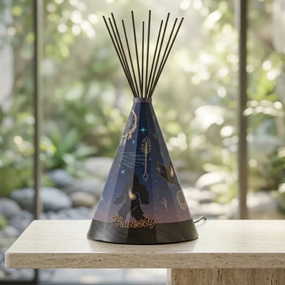 17.7" Raven & Sasquatch Parchment Teepee Lamp Large