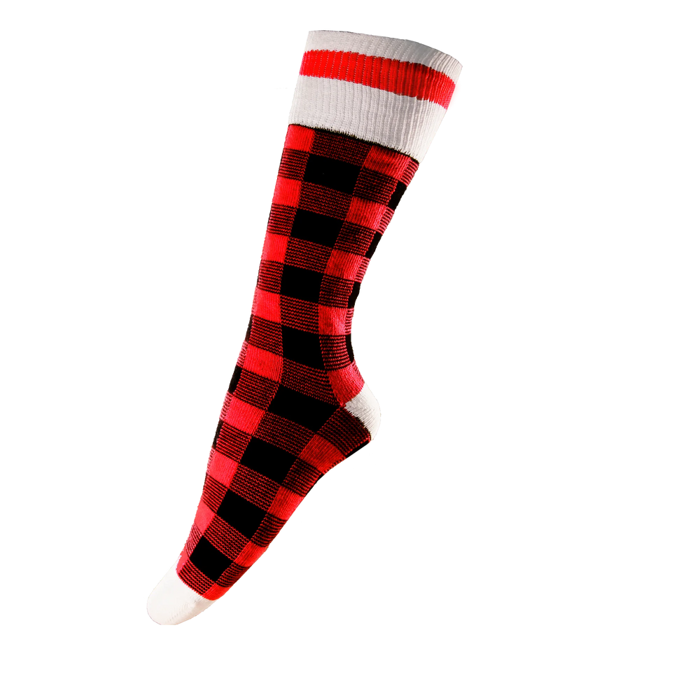Chaussettes mi-mollet unisex Pook à carreaux rouges