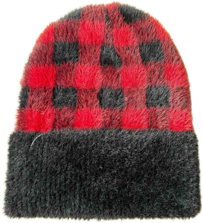 Tuque d'hiver unisexe à carreaux Pook