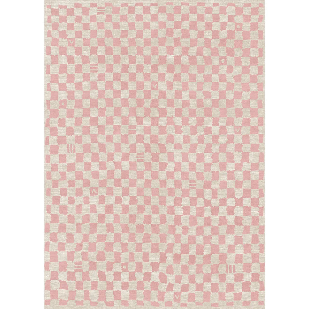 Metro Checkered Malibu Pink & White Rug