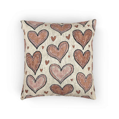 Coussin Décoratif Tissé Cœurs Roses | Jeté Bohème Saint-Valentin