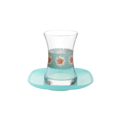 Ensemble de 6 verres à thé turcs avec soucoupes 5,75 oz – LAV MONA BLEU