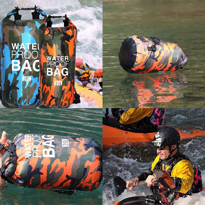 Sac à dos étanche portable en polyester camouflage à double bandoulière pour la plage et l'extérieur