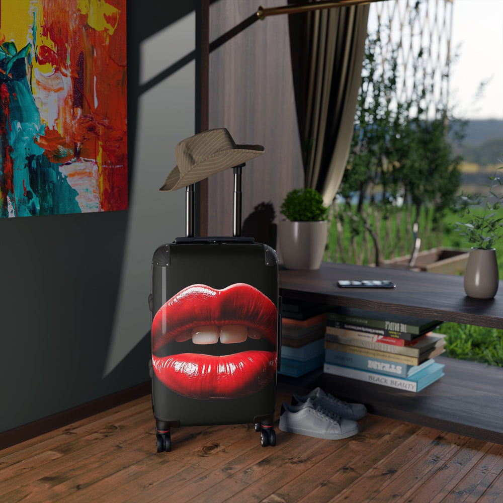 Carry-On Suitcase - Bold Red Lips Travel Luggage Cover