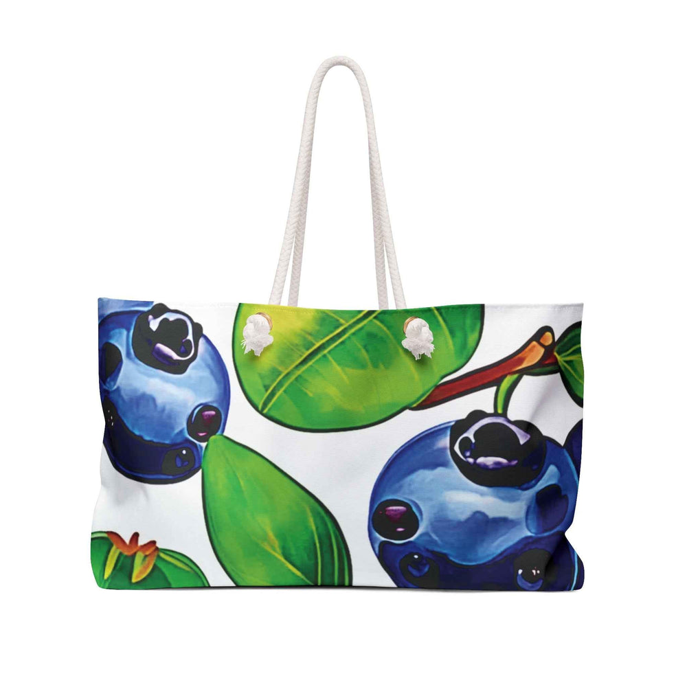Blueberry Pattern Weekender Bag | Fruit Watercolor Large Tote Bag