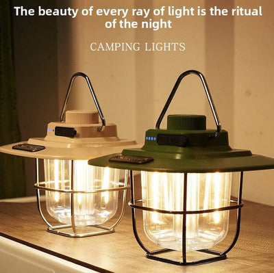 Lanterne de camping extérieure vintage, lampe portative style kérosène, lampe portative intelligente rechargeable, lumière de tente à DEL