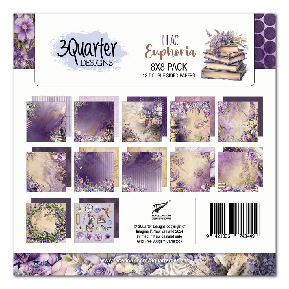 Bloc de papiers 8x8 Lilac Euphoria 3Quarter Designs