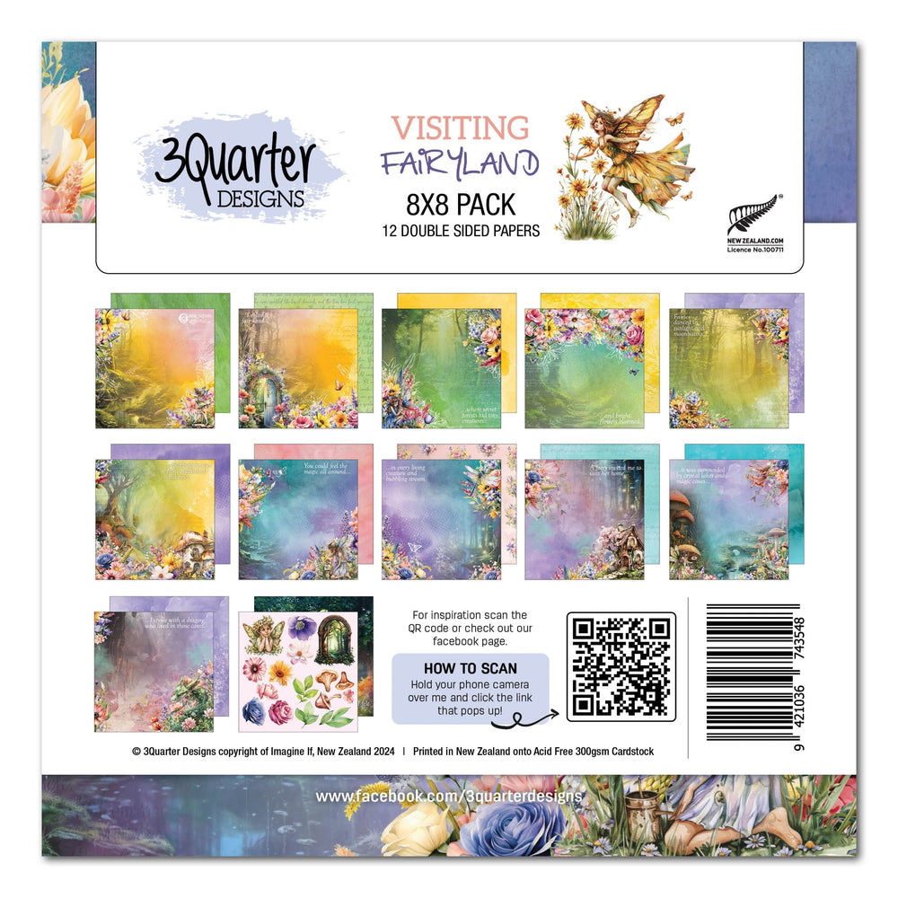 Pack de papier 3Quarter Designs "Visiting Fairyland" 8x8