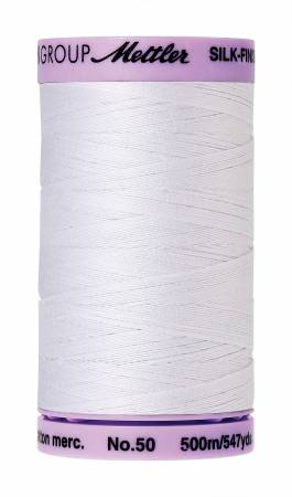 Fil de coton uni Mettler Silk-Finish 50wt 547 vg/500M Blanc
