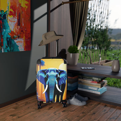 Valise Coucher de soleil Éléphant — Bagage de voyage éclatant avec motif d'éléphant bleu