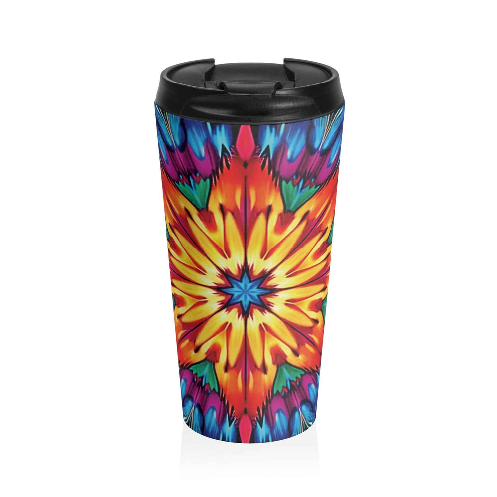 Kaleidoscope Star Stainless Steel Travel Mug — Colorful Mandala Insulated Tumbler