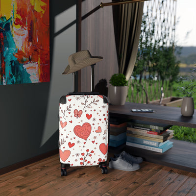 Valise à motifs de cœurs — Bagage de cabine floral Saint-Valentin