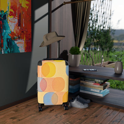 Retro Circle Pattern Carry-On Suitcase — Colorful Geometric Travel Luggage