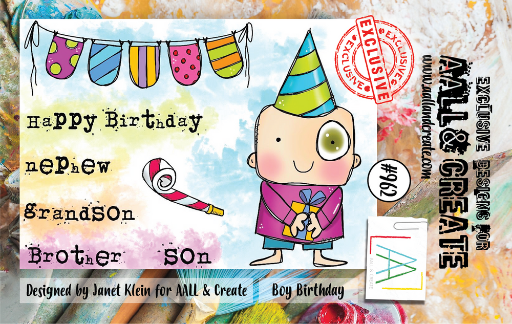 AALL and Create #962 - Set de tampons A7 - Anniversaire Garçon