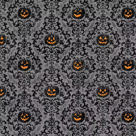 Michael Davis - Midnight Hauntings - Dark Gray Pumpkin Damask - 96485-998 — Cottage Quilting Ltd.