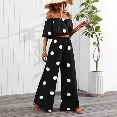 Ensemble Élégant à Pois pour Femme : Haut Tube et Pantalon