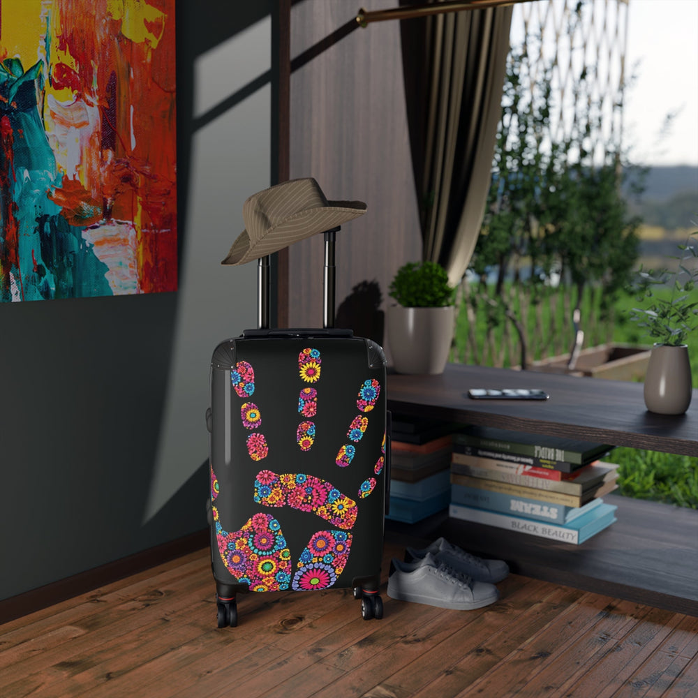 Valise à motif floral empreinte – Bagage de voyage fleuri et coloré